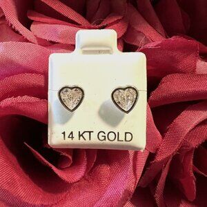 14k gold earrings heart clear